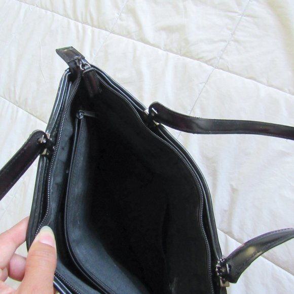 Chic All-Black Monogram Purse Vintage Printed Shoulder Bag Tote - Picture 3 of 7